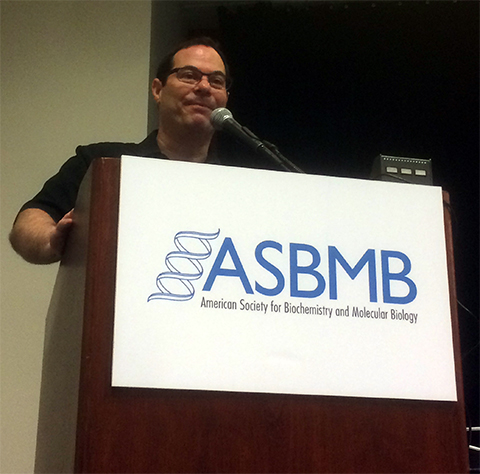 Brian Strahl gives a talk at an ASBMB meeting. He was a speaker at the society’s popular biennial conference on transcriptional regulation at Snowbird, Utah, in fall 2022.