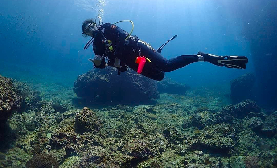 Liza Roger scuba dives in Thailand.