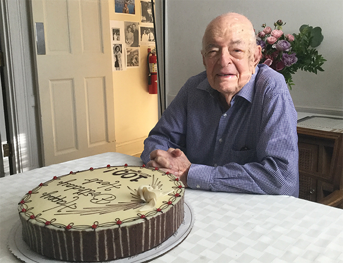 Herb Tabor with birthday cake