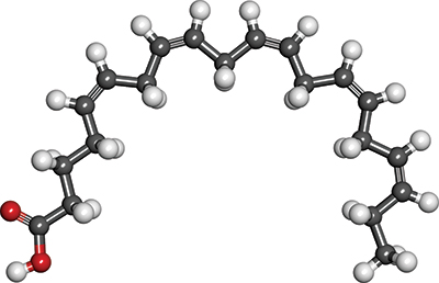 Ball-and-stick diagram of eicosapentaenoic acid Ball-and-stick diagram of eicosapentaenoic acid