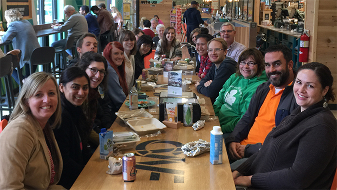 Members of the Schaffer lab enjoy a lunch outing.