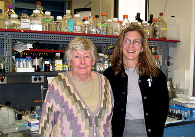 Mary Jane Osborn poses with her former Ph.D. student Inger Damon