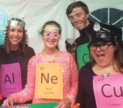 Science club members dressed up as elements from the periodic table