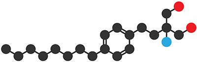 A structural cartoon shows FTY720