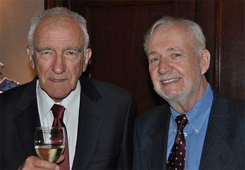 John Exton and Thomas C. Vanaman, also a Journal of Biological Chemistry associate editor, are pictured at a 2011 celebration of Herb Tabor, longtime JBC editor-in-chief.
