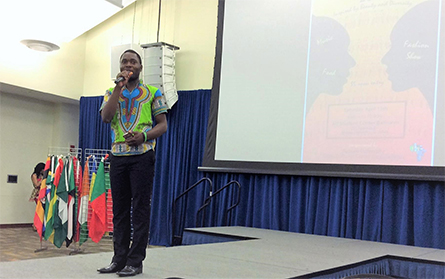 René Fuanta hosts the Auburn University's African Student's cultural night when he was president of the association.