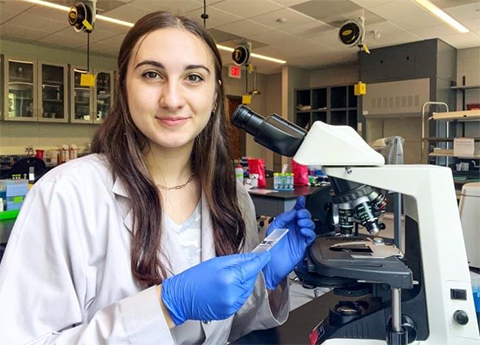 Federica Bertolotti conducted research in Shubhik DebBurman’s lab at Lake Forest College to study synucleinopathies using a budding yeast model.