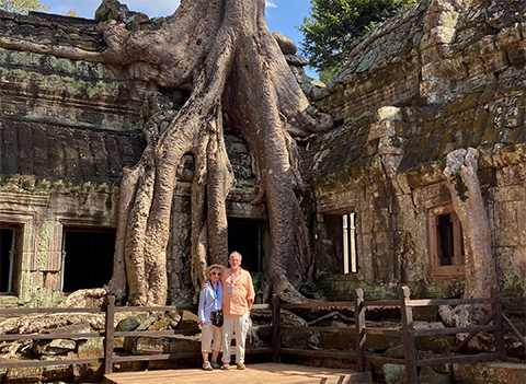 Blaise J. Arena and his wife, Kathryn, traveled to Vietnam and other nearby locations in early 2023. Here they’re in Cambodia at the Angkor Wat temple complex, which is thought to be the largest religious structure in the world.