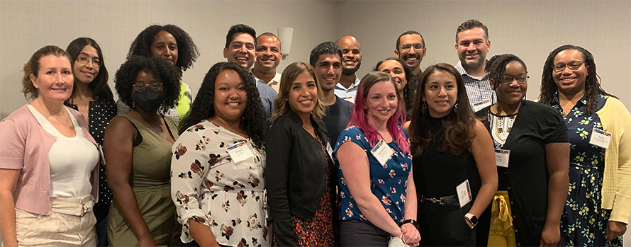 During their in-person retreat in August, all of the ASBMB MOSAIC scholars in attendance posed for a group photo with NIGMS program officer Kenneth Gibbs (third row, second from left)