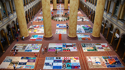 Portions of the AIDS Quilt were displayed in 2012 at the National Building Museum in Washington, D.C.