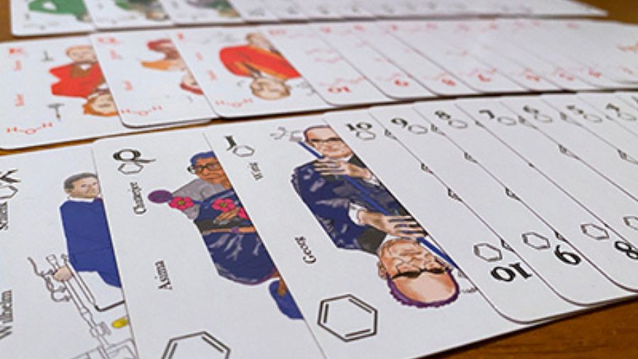 One Creative Academic at Etsy.com offers this deck of playing cards featuring organic chemistry suits and highlighting renowned chemists.