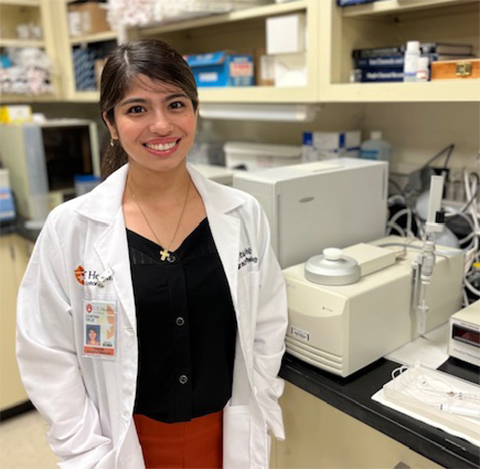 Cynthia Veliz works in a lab in the physiology department at the University of Texas Health Science Center at San Antonio.