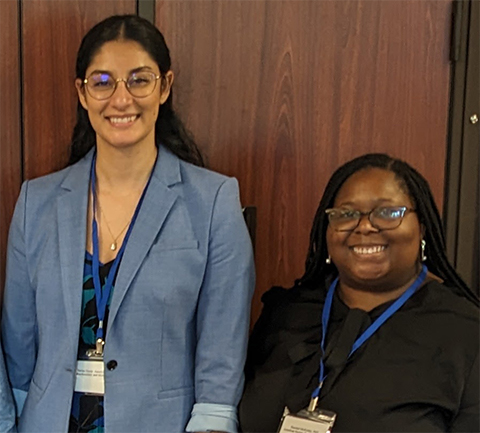 Sarina Neote, left, is the ASBMB's director of public affairs and Raechel McKinley, right, is the science policy manager.