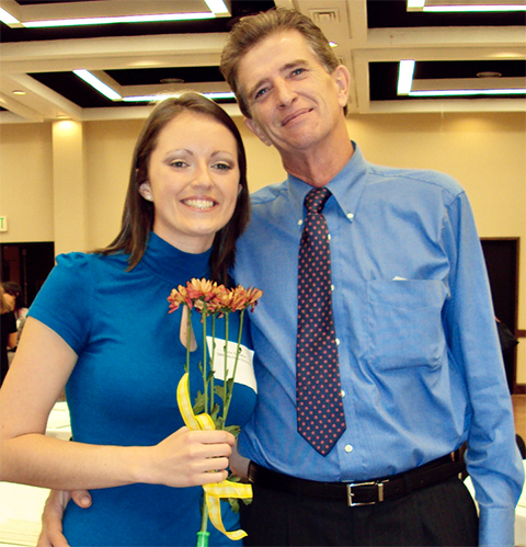 Katie Sandlin and her dad at her McNair Scholars’ award ceremony.