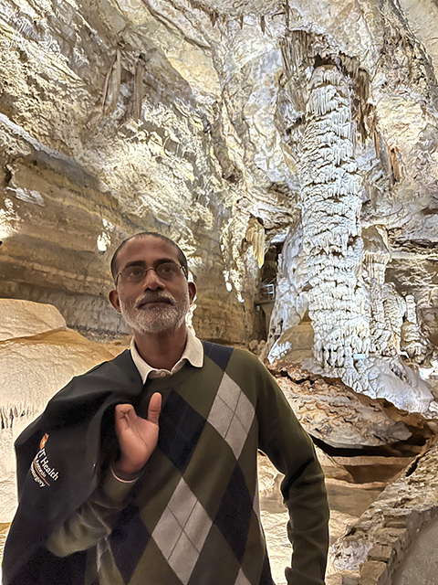 Sandeep Burma hikes in the Natural Bridge Caverns in San Antonio.