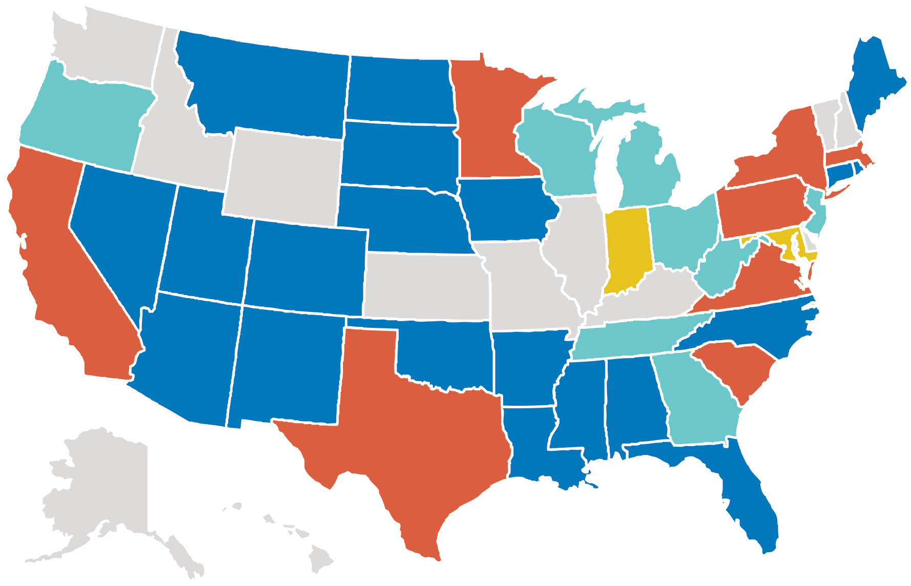 Map showing distribution of ASBMB-accredited programs in the U.S.