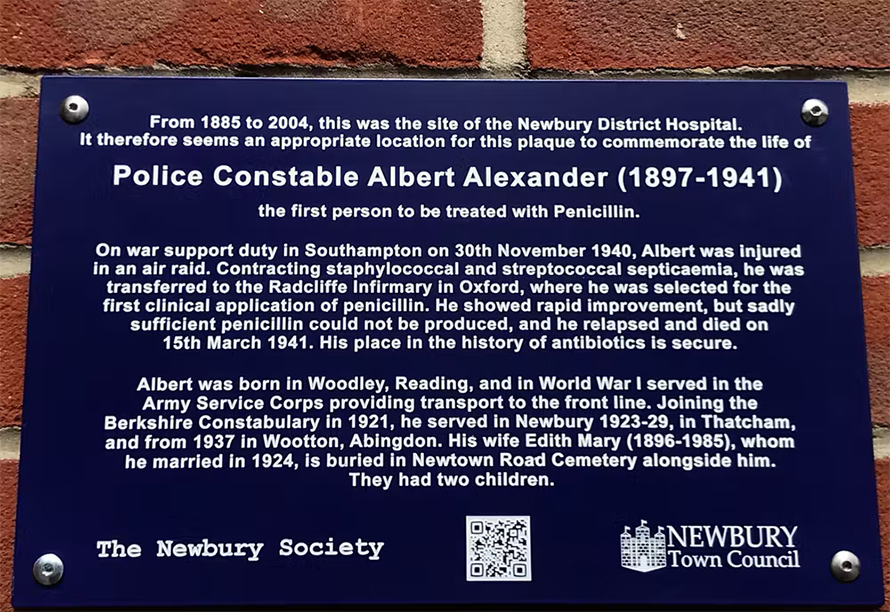 A plaque dedicated in 2021 shares the real story of Alexander’s injury.
