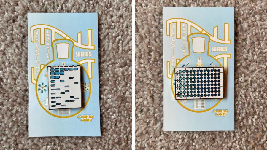 Designs on d-OrbitalGames.org’s collection of eight biochemistry lab badges include a multiwell plate and gel electrophoresis. They’re great for the biochemists on your list who love to showcase their research skills.