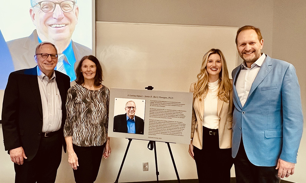 Bert Flanegan and family at room dedication